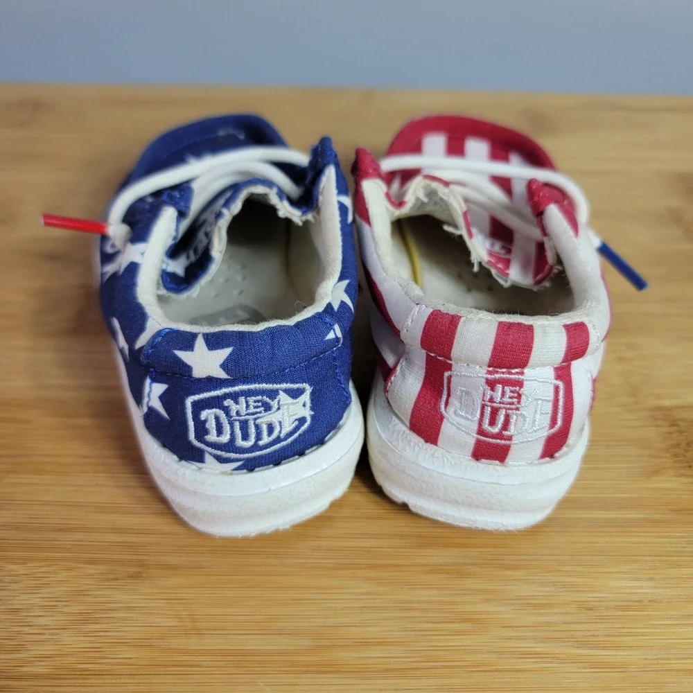 Hey Dude Kids K5 Wally Toddler Patriotic Red White Blue Stars Stripes Shoes